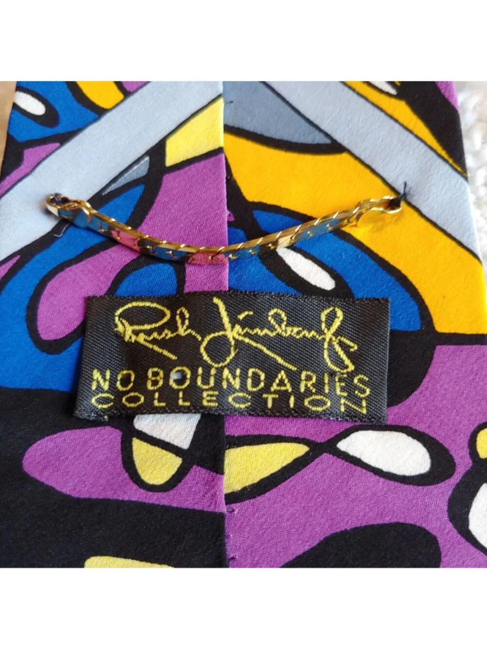 Rush Limbaugh No Boundaries Silk Tie Abstract Stained Glass Art Deco Black USA